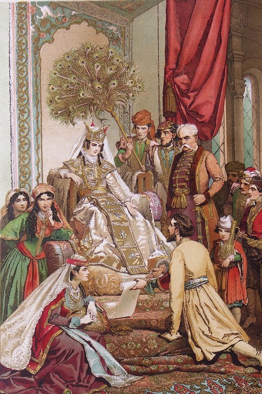 Руставели передает свое творение царице Тамар (венгерский художник Михай Зичи, 1887 г.)